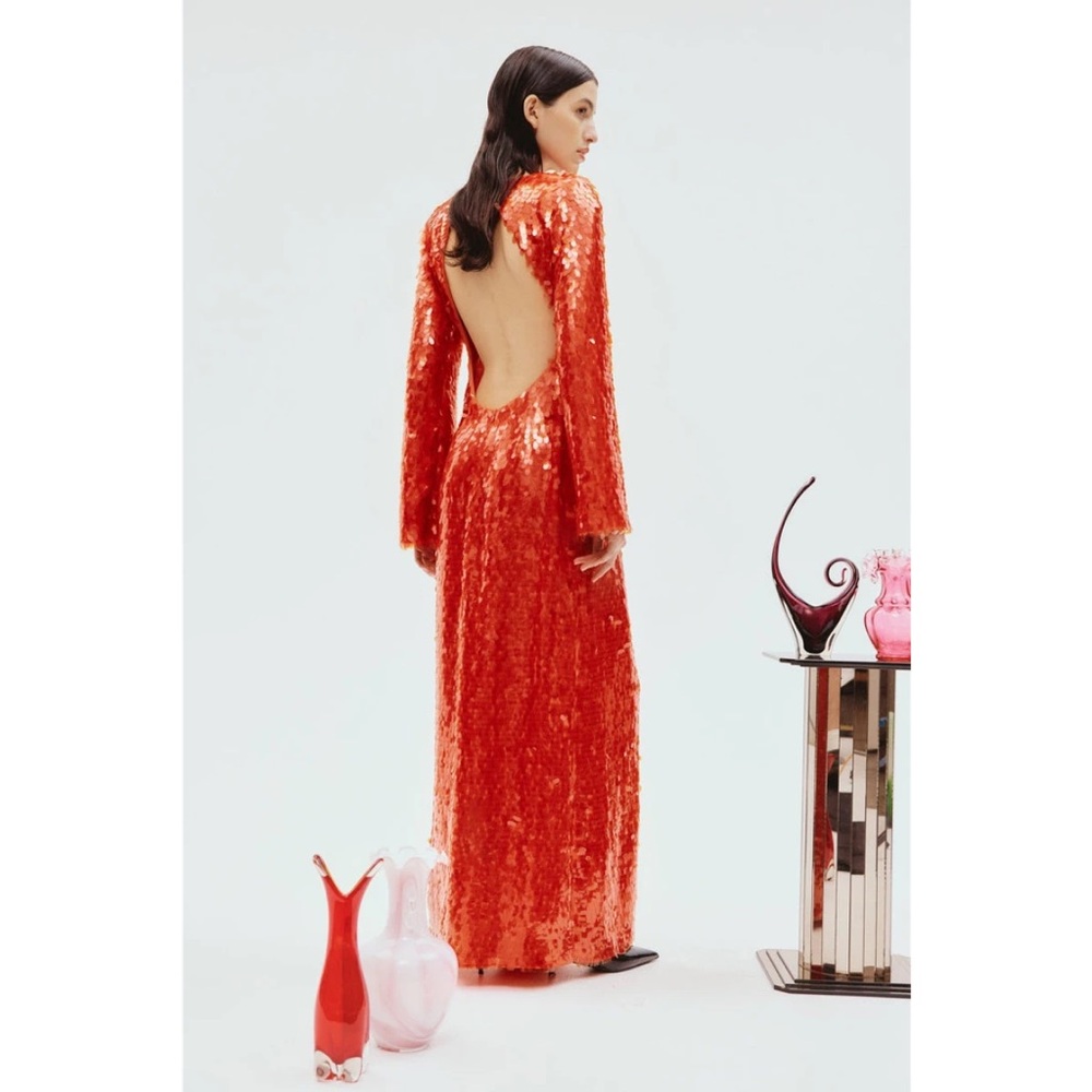 NWT Alemais gorgeous Geanie red sequin long sleeve gown
